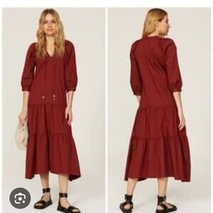 Boss Elegant Burgundy Midi Dress Size 4